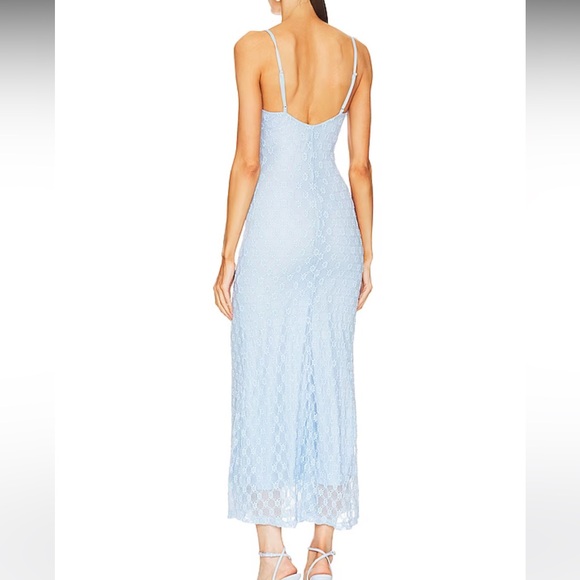 Adoni Mesh Midi Dress in Cornflower - Picture 2 of 4
